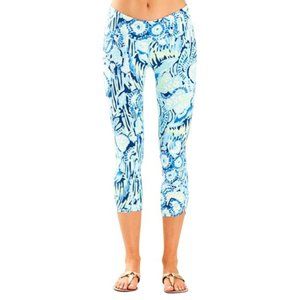 Lilly Pulitzer Luxletic 21” Weekender Cropped Leggings Indigo Sunset Swim Medium